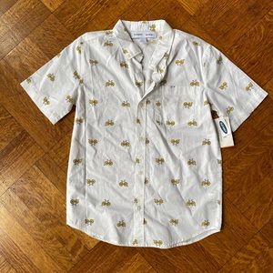 Old Navy Flex Button Down Pizza Bikes Shirt